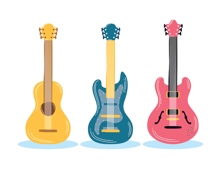 3つのギター楽器